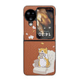For OPPO Find N3 Flip Braided Texture Colored Drawing Pattern Phone Case(Brown Coffee Cat) - Find N3 Flip Cases by PMC TechLife | Online Shopping South Africa | PMC TechLife