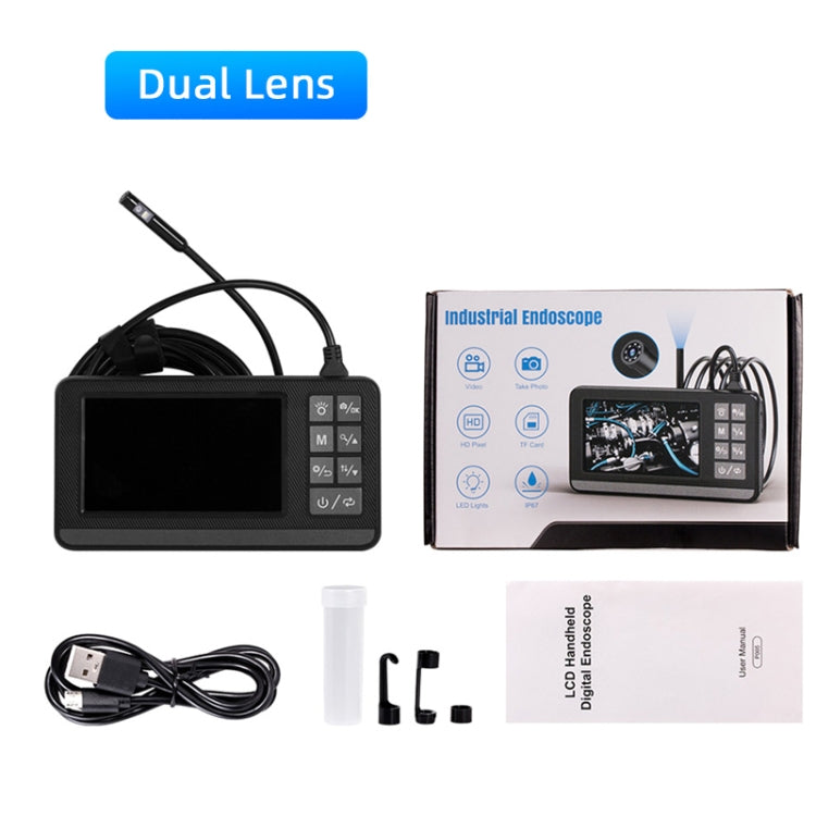 P005 8mm Dual Lenses Industrial Pipeline Endoscope with 4.3 inch HD Screen, Spec:5m Tube