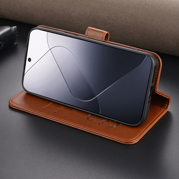 For Xiaomi 14 AZNS Sheepskin Texture Flip Leather Phone Case(Black)