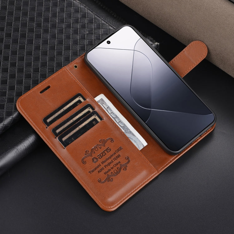 For Xiaomi 14 AZNS Sheepskin Texture Flip Leather Phone Case(Black)