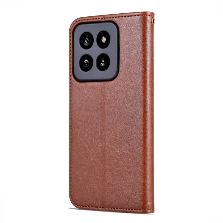 For Xiaomi 14 Pro AZNS Sheepskin Texture Flip Leather Phone Case(Brown)