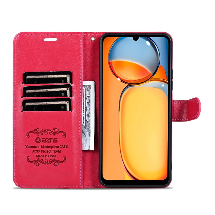 For Xiaomi Poco C65/Redmi 13C AZNS Sheepskin Texture Flip Leather Phone Case(Red)