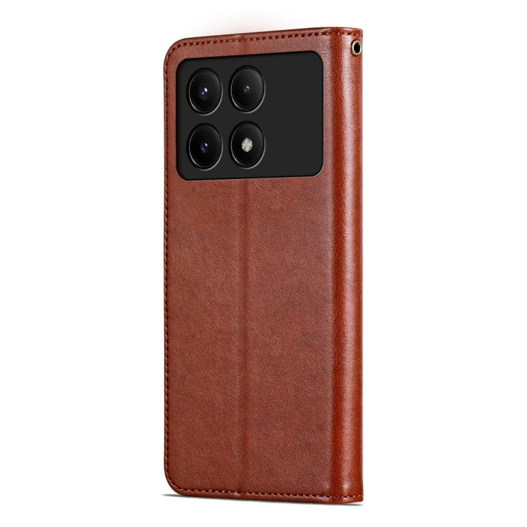 For Xiaomi Redmi K70E AZNS Sheepskin Texture Flip Leather Phone Case(Brown)