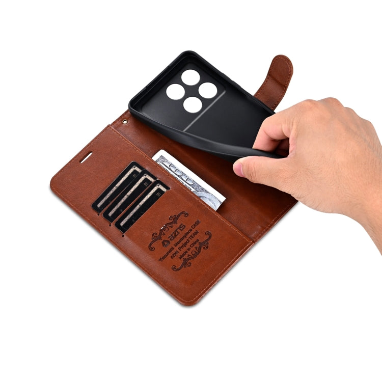 For Xiaomi Redmi K70E AZNS Sheepskin Texture Flip Leather Phone Case(Brown)