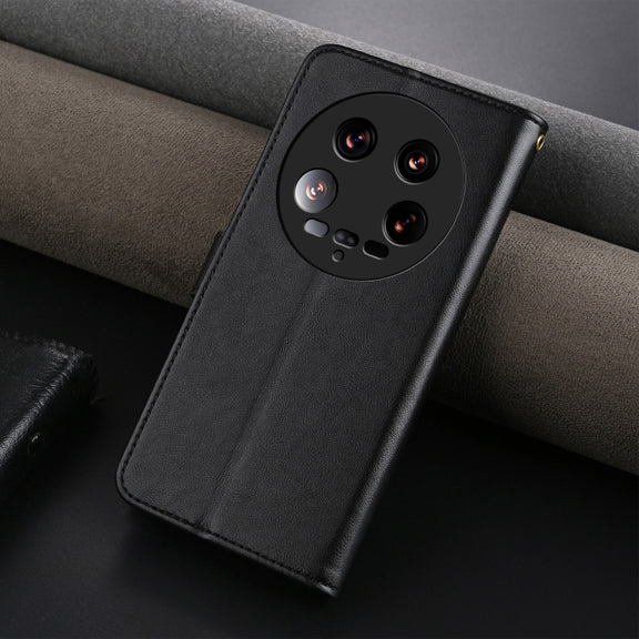 For Xiaomi 14 Ultra AZNS Sheepskin Texture Flip Leather Phone Case(Black)