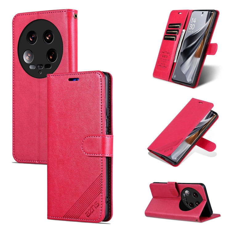 For Xiaomi 14 Ultra AZNS Sheepskin Texture Flip Leather Phone Case(Red)