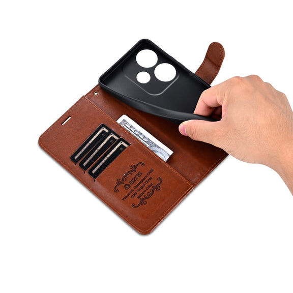 For Xiaomi Redmi Turbo 3 AZNS Sheepskin Texture Flip Leather Phone Case(Brown)