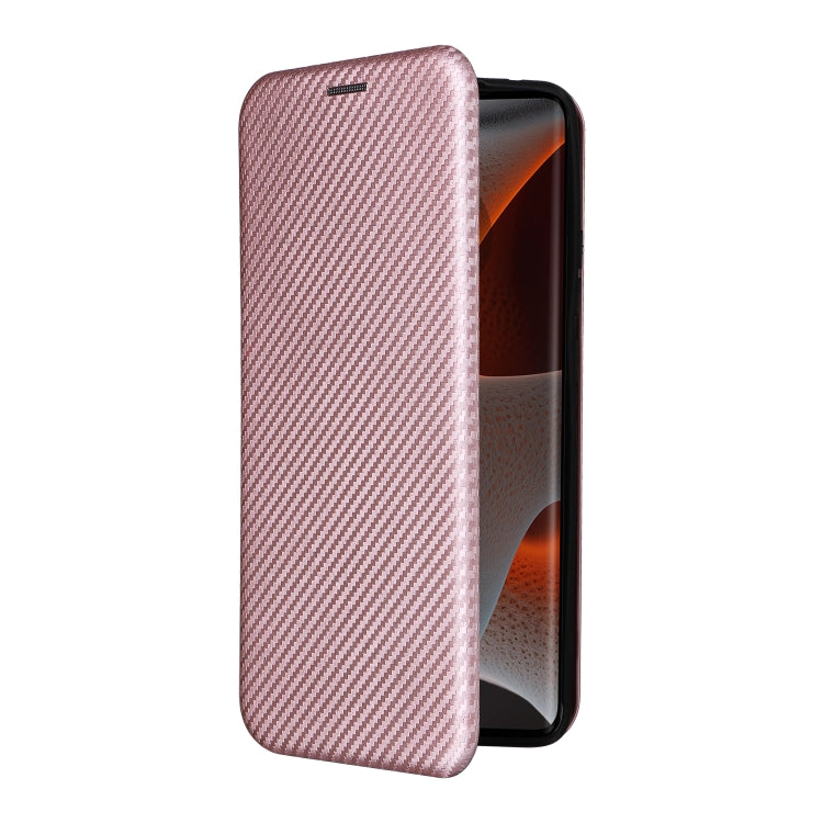 For Motorola Edge 50 Pro Carbon Fiber Texture Flip Leather Phone Case(Pink)