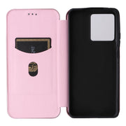 For Motorola Edge 50 Pro Carbon Fiber Texture Flip Leather Phone Case(Pink)