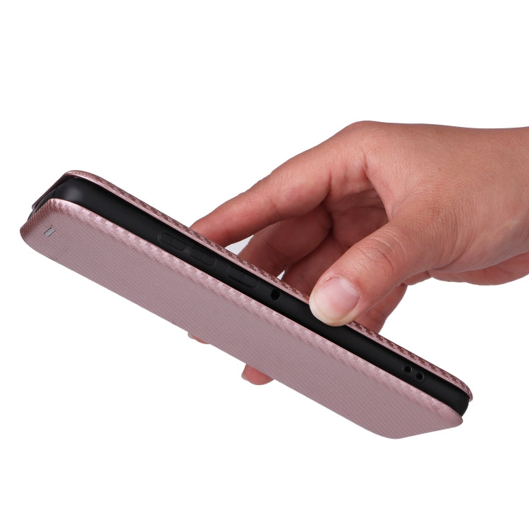 For Motorola Edge 50 Pro Carbon Fiber Texture Flip Leather Phone Case(Pink)