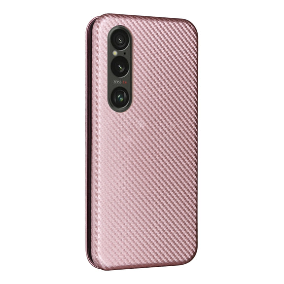 For Sony Xperia 1 VI 2024 Carbon Fiber Texture Flip Leather Phone Case(Pink)
