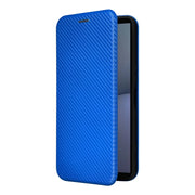 For Sony Xperia 1 VI 2024 Carbon Fiber Texture Flip Leather Phone Case(Blue)