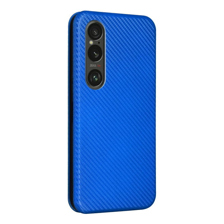 For Sony Xperia 1 VI 2024 Carbon Fiber Texture Flip Leather Phone Case(Blue)