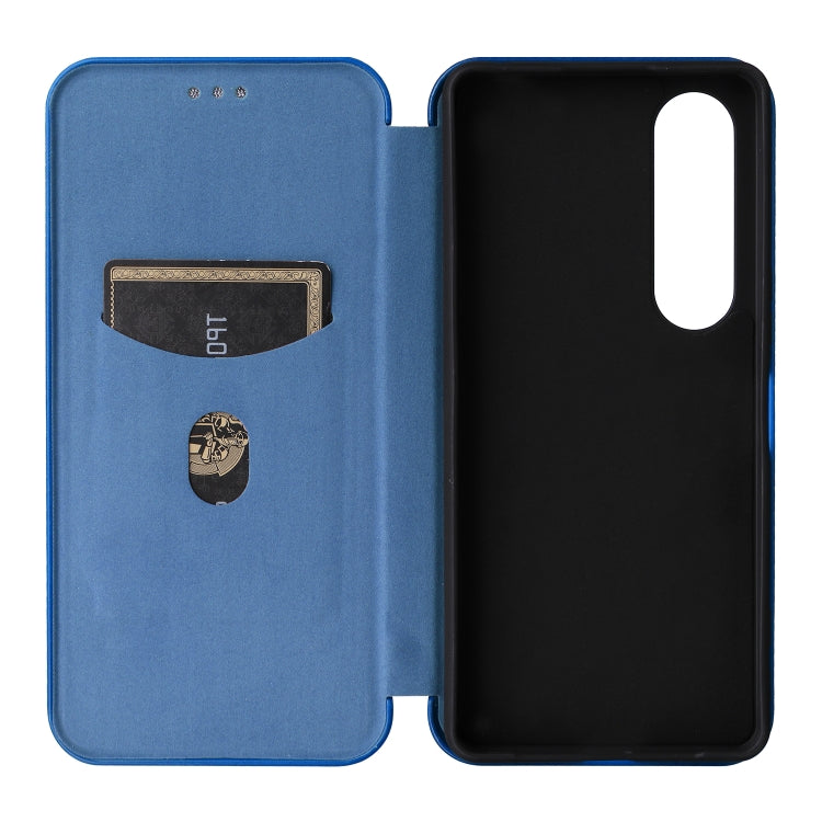 For Sony Xperia 1 VI 2024 Carbon Fiber Texture Flip Leather Phone Case(Blue)