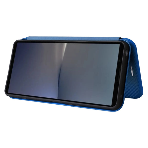 For Sony Xperia 1 VI 2024 Carbon Fiber Texture Flip Leather Phone Case(Blue)