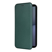 For Sony Xperia 1 VI 2024 Carbon Fiber Texture Flip Leather Phone Case(Green)