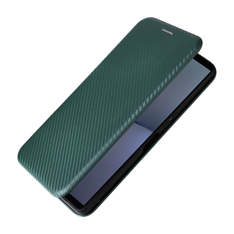 For Sony Xperia 1 VI 2024 Carbon Fiber Texture Flip Leather Phone Case(Green)