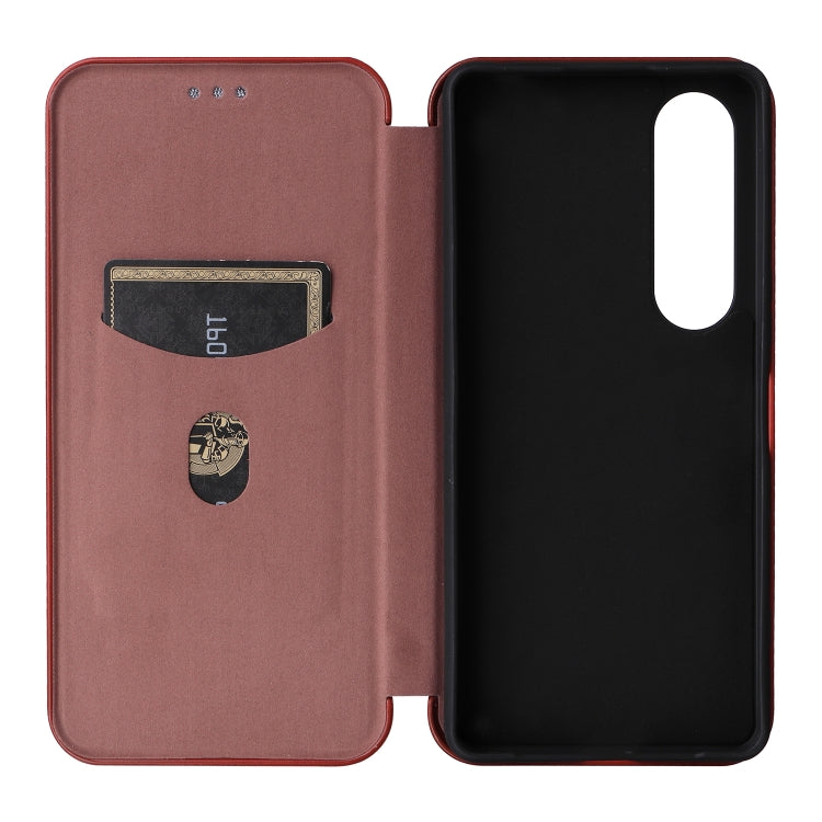 For Sony Xperia 1 VI 2024 Carbon Fiber Texture Flip Leather Phone Case(Brown)