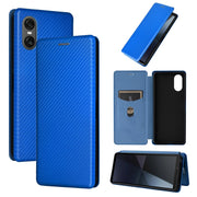 For Sony Xperia 10 VI 2024 Carbon Fiber Texture Flip Leather Phone Case(Blue)