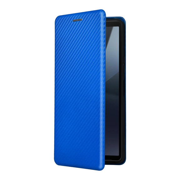 For Sony Xperia 10 VI 2024 Carbon Fiber Texture Flip Leather Phone Case(Blue)