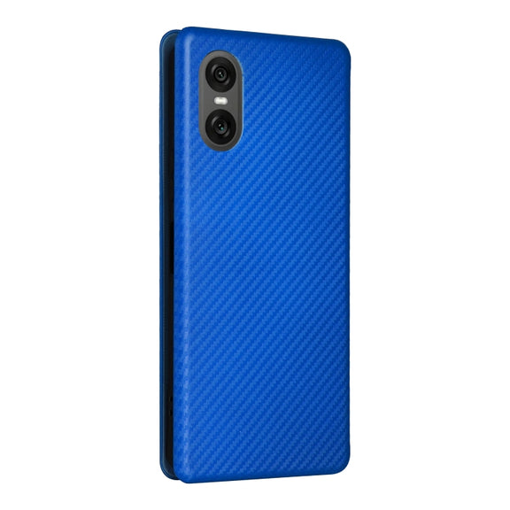 For Sony Xperia 10 VI 2024 Carbon Fiber Texture Flip Leather Phone Case(Blue)