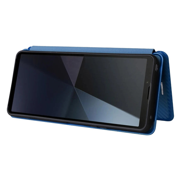 For Sony Xperia 10 VI 2024 Carbon Fiber Texture Flip Leather Phone Case(Blue)