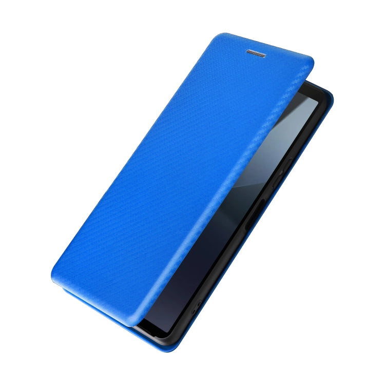 For Sony Xperia 10 VI 2024 Carbon Fiber Texture Flip Leather Phone Case(Blue)