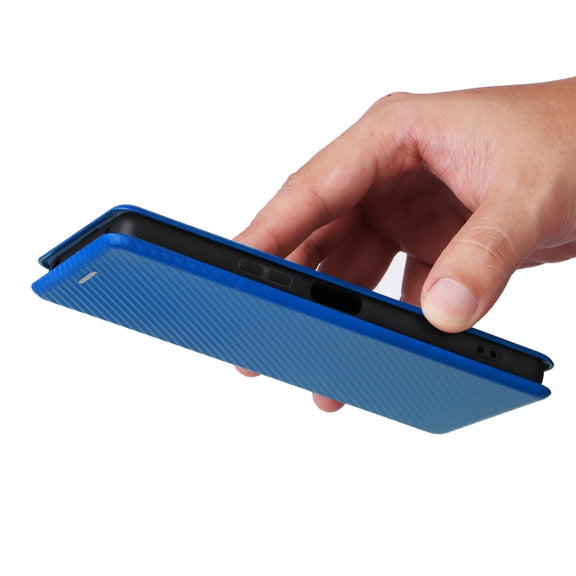 For Sony Xperia 10 VI 2024 Carbon Fiber Texture Flip Leather Phone Case(Blue)