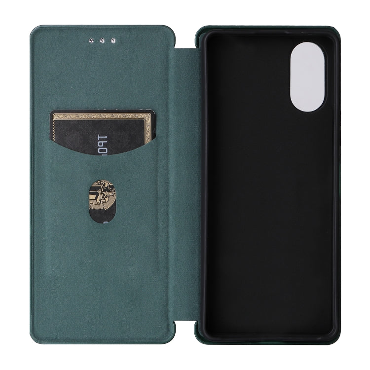 For Sony Xperia 10 VI 2024 Carbon Fiber Texture Flip Leather Phone Case(Green)