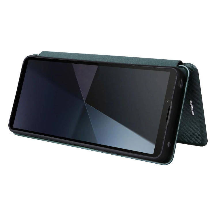 For Sony Xperia 10 VI 2024 Carbon Fiber Texture Flip Leather Phone Case(Green)