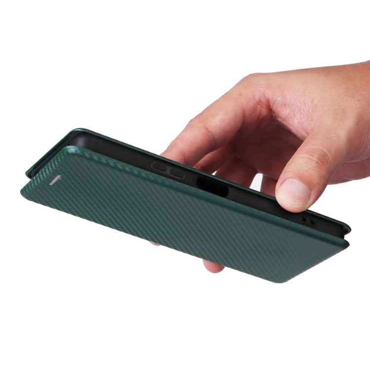 For Sony Xperia 10 VI 2024 Carbon Fiber Texture Flip Leather Phone Case(Green)