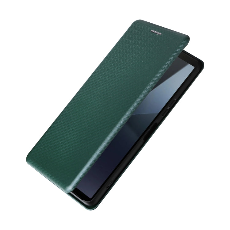 For Sony Xperia 10 VI 2024 Carbon Fiber Texture Flip Leather Phone Case(Green)
