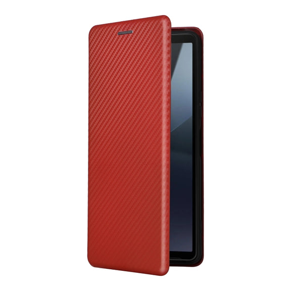 For Sony Xperia 10 VI 2024 Carbon Fiber Texture Flip Leather Phone Case(Brown)