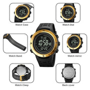 Shimei 2096 Multifunctional Men 50M Water-resistant Compass Noctilucent Digital Wrist Watch(Black)