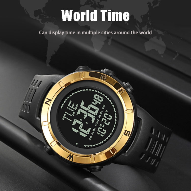 Shimei 2096 Multifunctional Men 50M Water-resistant Compass Noctilucent Digital Wrist Watch(Gold)