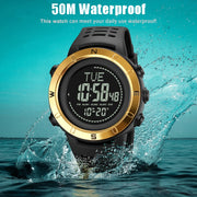 Shimei 2096 Multifunctional Men 50M Water-resistant Compass Noctilucent Digital Wrist Watch(Gold)