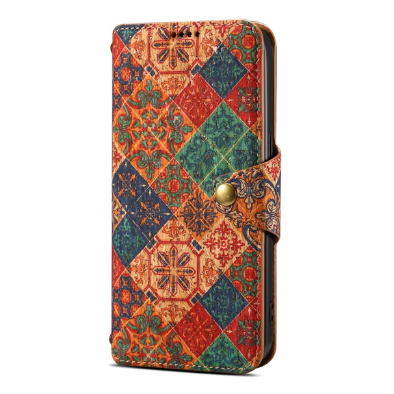 For iPhone 16 Denior Flower Language Series Cork Fabric Oil Edge Leather Phone Case(Winter)