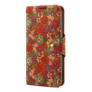 For iPhone 16 Plus Denior Flower Language Series Cork Fabric Oil Edge Leather Phone Case(Summer)