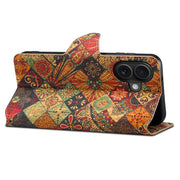 For iPhone 16 Plus Denior Flower Language Series Cork Fabric Oil Edge Leather Phone Case(Autumn)