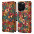 For iPhone 16 Pro Denior Flower Language Series Cork Fabric Oil Edge Leather Phone Case(Spring) - iPhone 16 Pro Cases by Denior | Online Shopping South Africa | PMC TechLife | Buy Now Pay Later Mobicred