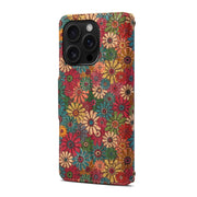 For iPhone 16 Pro Max Denior Flower Language Series Cork Fabric Oil Edge Leather Phone Case(Spring)