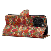 For iPhone 16 Pro Max Denior Flower Language Series Cork Fabric Oil Edge Leather Phone Case(Summer)