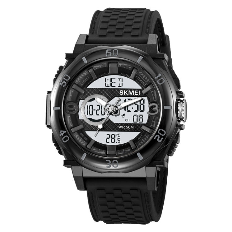 SKMEI 2098 Multifunctional Men 50M Water-resistant Thermometer Dual Display Digital Wrist Watch(Black+White)