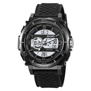 SKMEI 2098 Multifunctional Men 50M Water-resistant Thermometer Dual Display Digital Wrist Watch(Black+White)