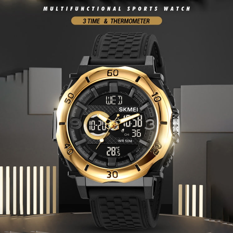 SKMEI 2098 Multifunctional Men 50M Water-resistant Thermometer Dual Display Digital Wrist Watch(Black+White)