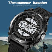 SKMEI 2098 Multifunctional Men 50M Water-resistant Thermometer Dual Display Digital Wrist Watch(Gold+Black)