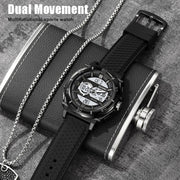 SKMEI 2098 Multifunctional Men 50M Water-resistant Thermometer Dual Display Digital Wrist Watch(Black+White)