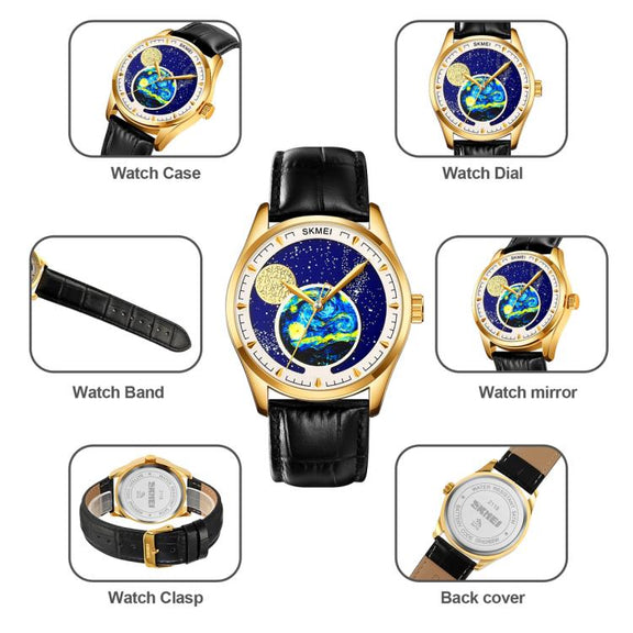 SKMEI 2115 Multifunctional Men Outdoor 30M Water-resistant Moon Phase Quartz Watch(Silver)