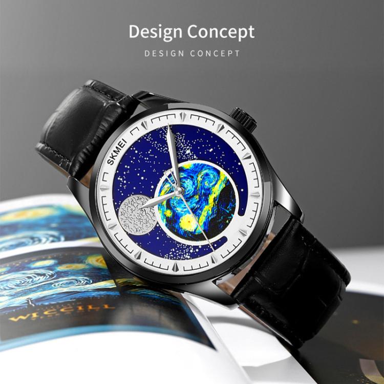 SKMEI 2115 Multifunctional Men Outdoor 30M Water-resistant Moon Phase Quartz Watch(Silver)