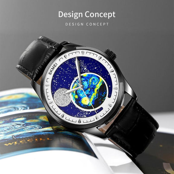 SKMEI 2115 Multifunctional Men Outdoor 30M Water-resistant Moon Phase Quartz Watch(Silver)